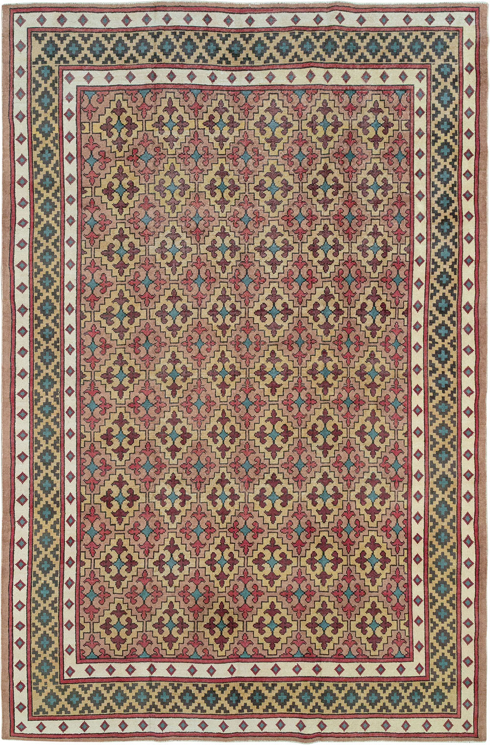 Vintage East Turkestan Samarkand Room Size Carpet, No.32171 - Gsblank
