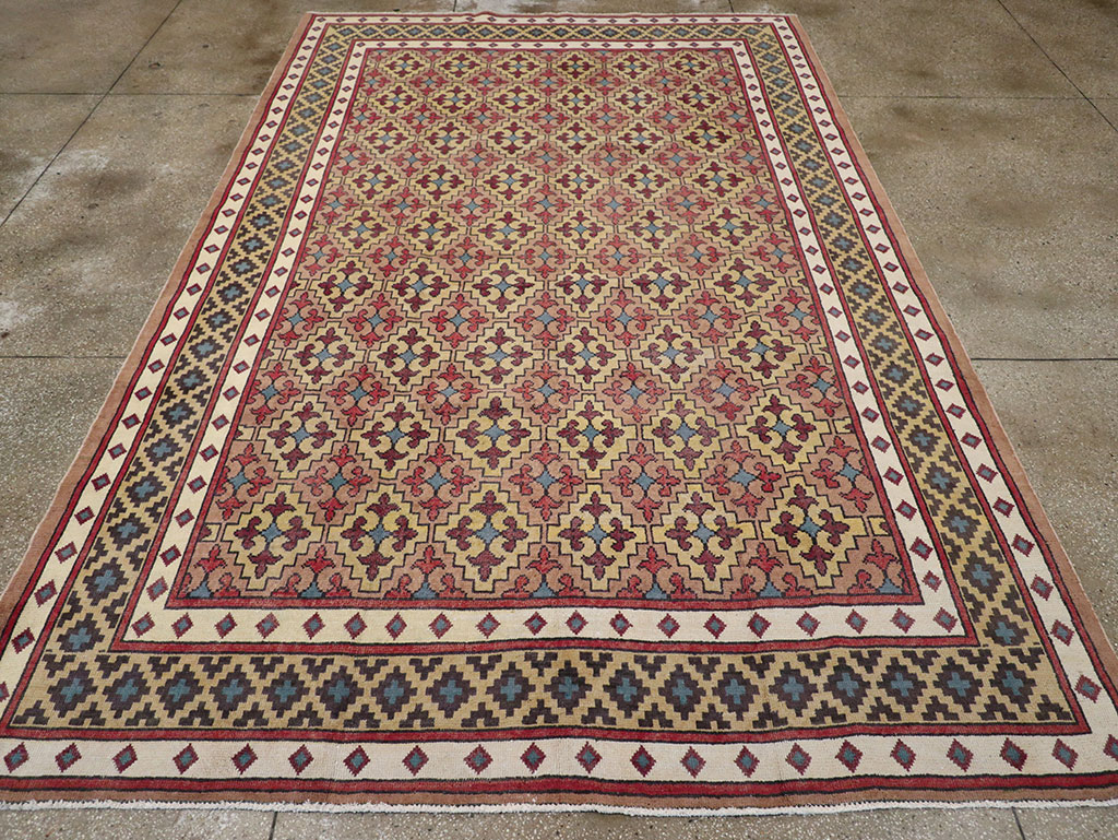 Vintage East Turkestan Samarkand Room Size Carpet, No.32171 - Gsblank