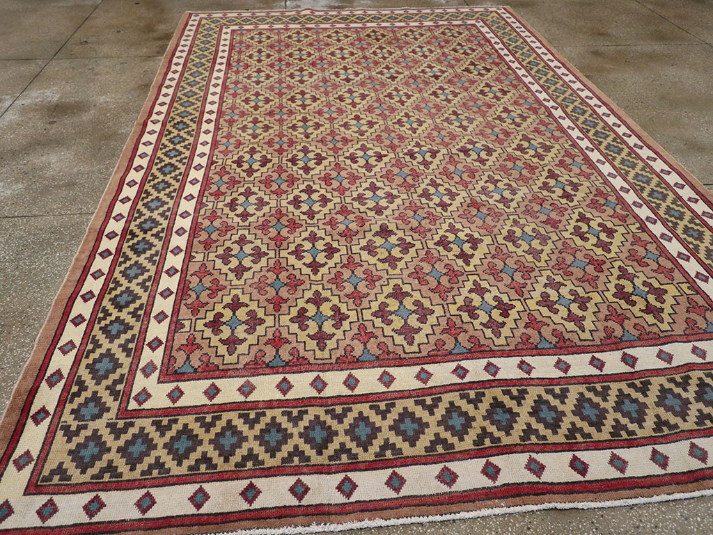 Vintage East Turkestan Samarkand Room Size Carpet, No.32171 - Gsblank