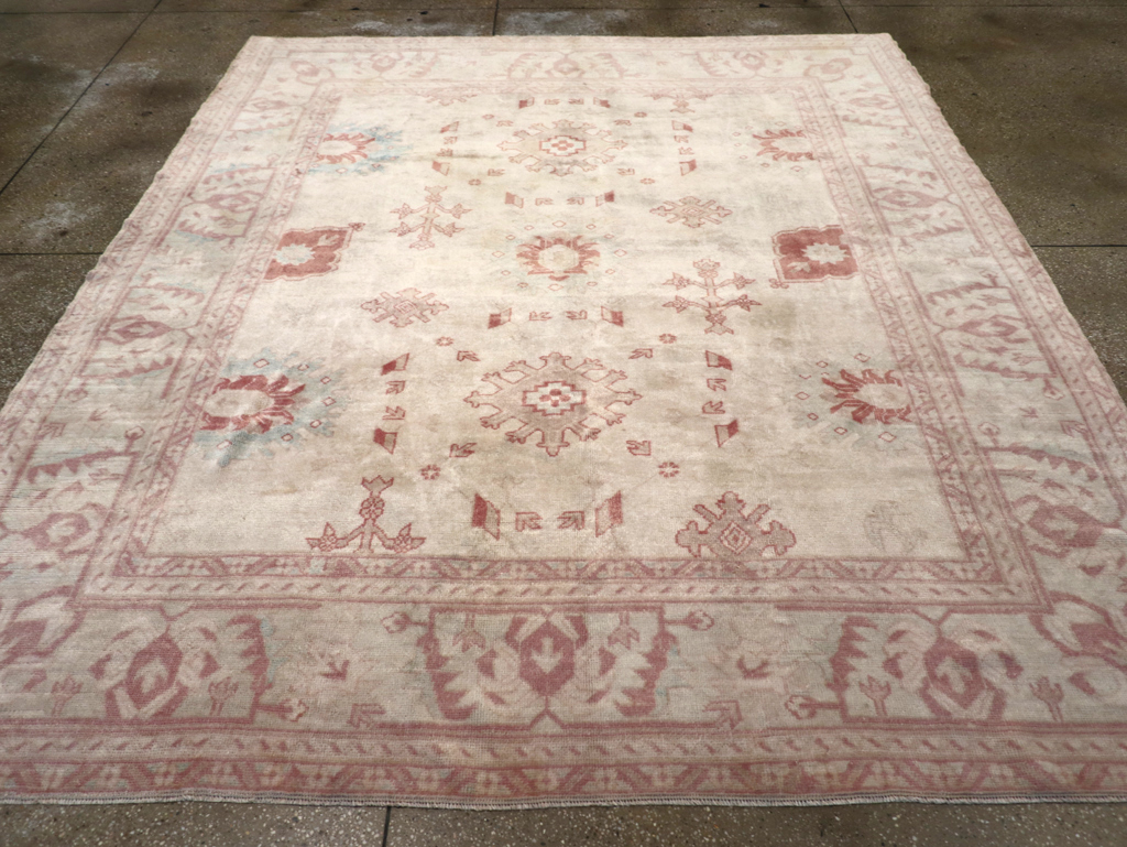 Vintage Turkish Oushak Small Room Size Carpet, No.32177 - Gsblank