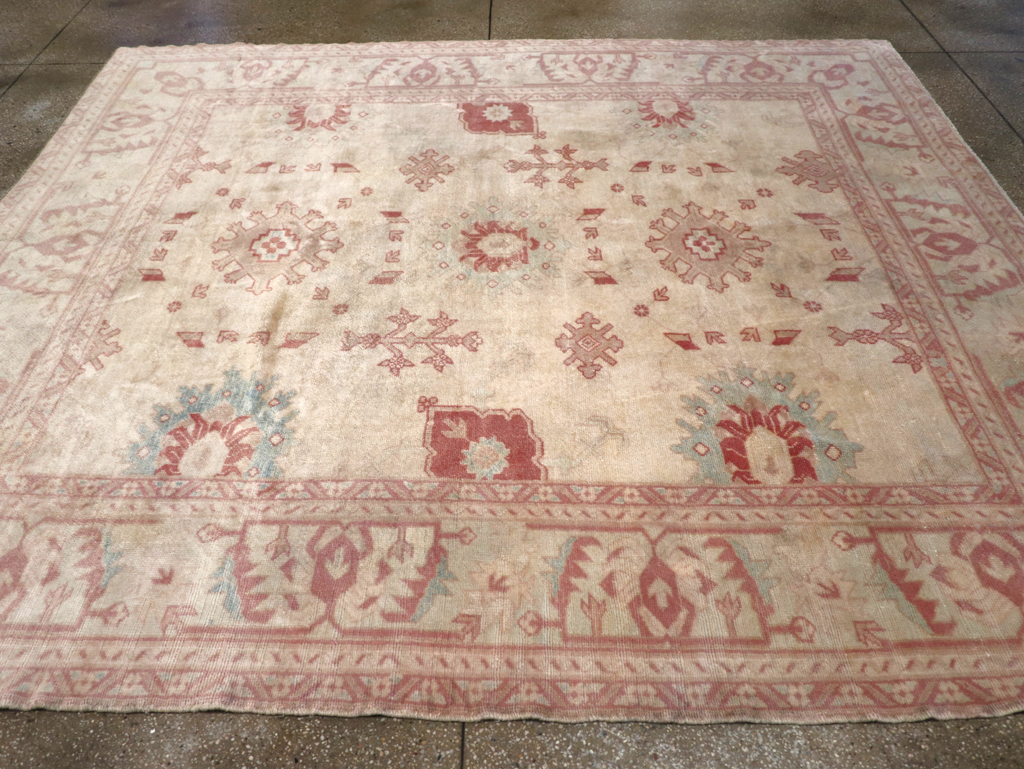 Vintage Turkish Oushak Small Room Size Carpet, No.32177 - Gsblank