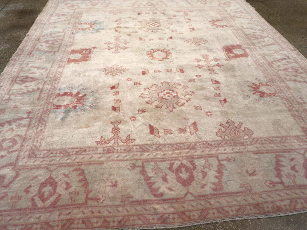 Vintage Turkish Oushak Small Room Size Carpet, No.32177 - Gsblank
