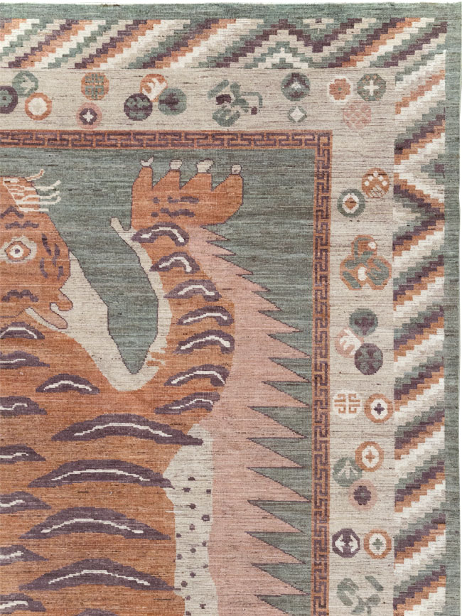 Modern East Turkestan Pictorial Khotan Room Size Carpet, No.32185 - Gsblank