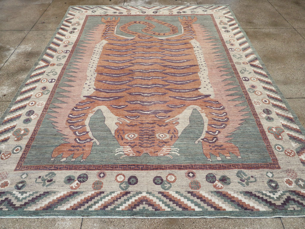 Modern East Turkestan Pictorial Khotan Room Size Carpet, No.32185 - Gsblank