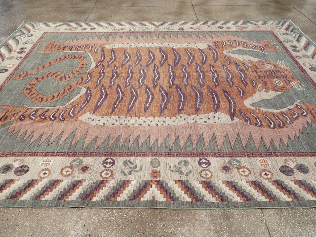 Modern East Turkestan Pictorial Khotan Room Size Carpet, No.32185 - Gsblank