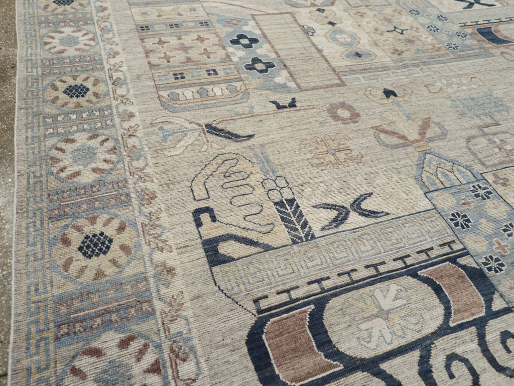 Modern East Turkestan Pictorial Vase Khotan Room Size Carpet, No.32187 - Gsblank