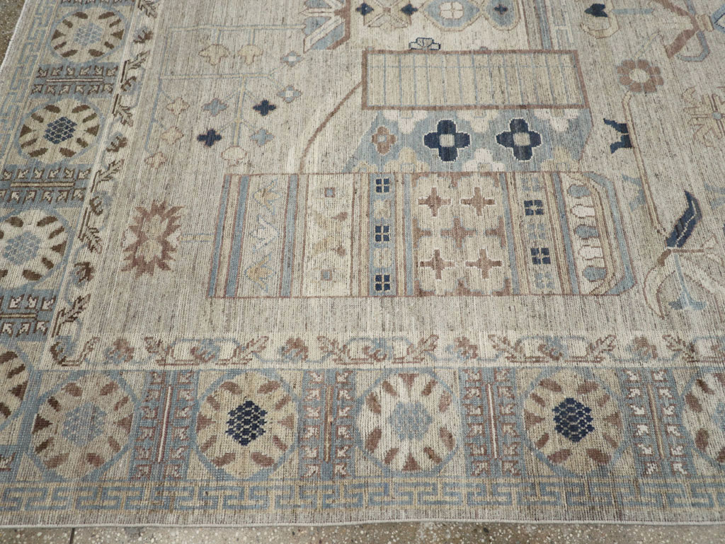 Modern East Turkestan Pictorial Vase Khotan Room Size Carpet, No.32187 - Gsblank
