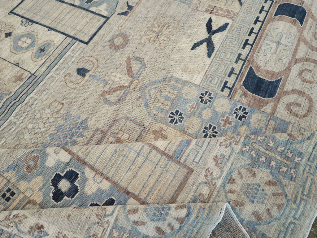 Modern East Turkestan Pictorial Vase Khotan Room Size Carpet, No.32187 - Gsblank