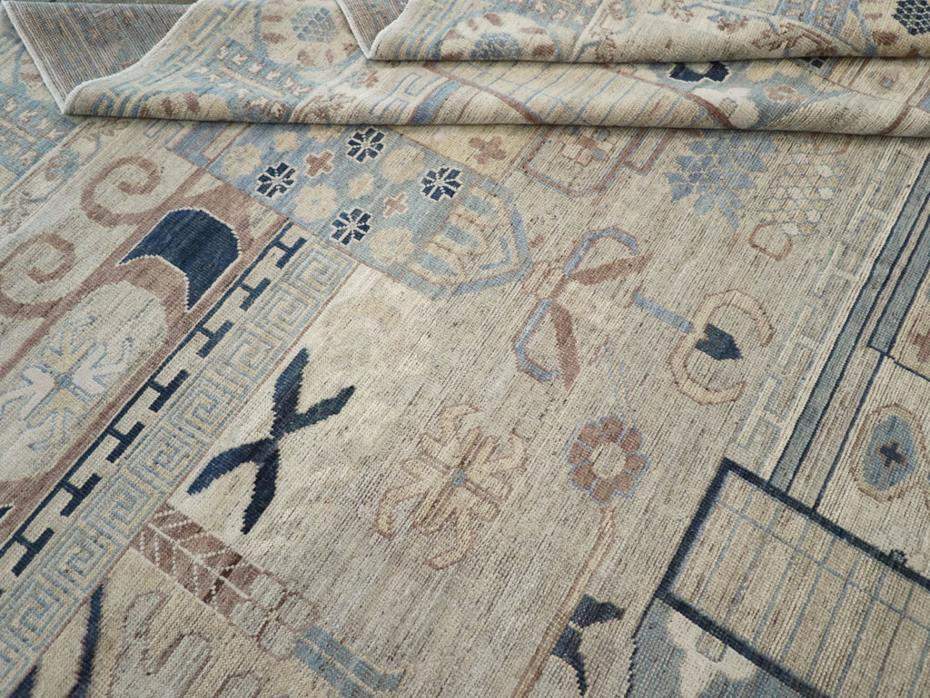 Modern East Turkestan Pictorial Vase Khotan Room Size Carpet, No.32187 - Gsblank