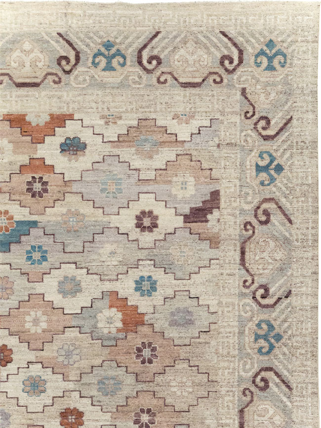 Modern East Turkestan Khotan Room Size Carpet, No.32189 - Gsblank