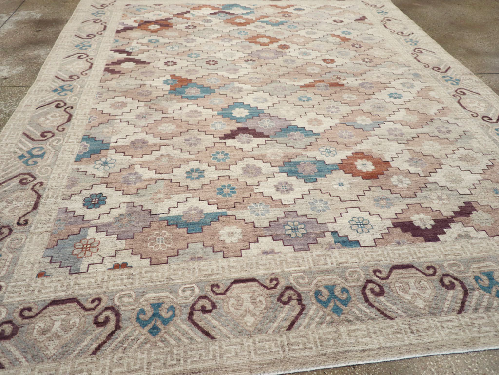Modern East Turkestan Khotan Room Size Carpet, No.32189 - Gsblank
