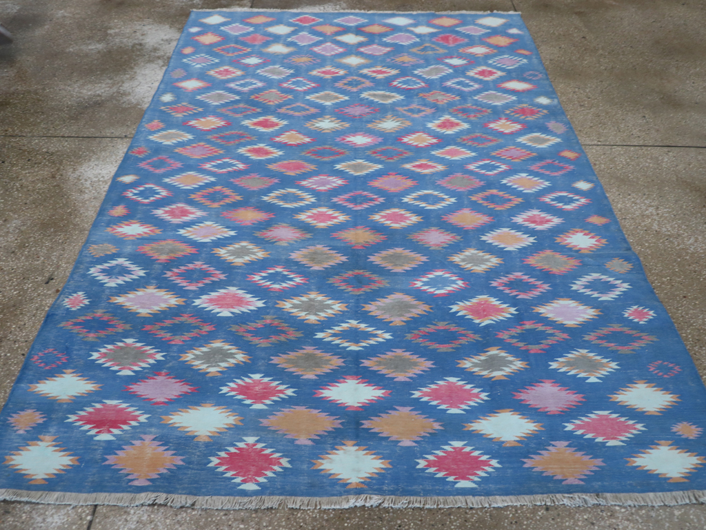 Vintage Indian Cotton Dhurrie Flatweave Rug, No.32194 - Gsblank