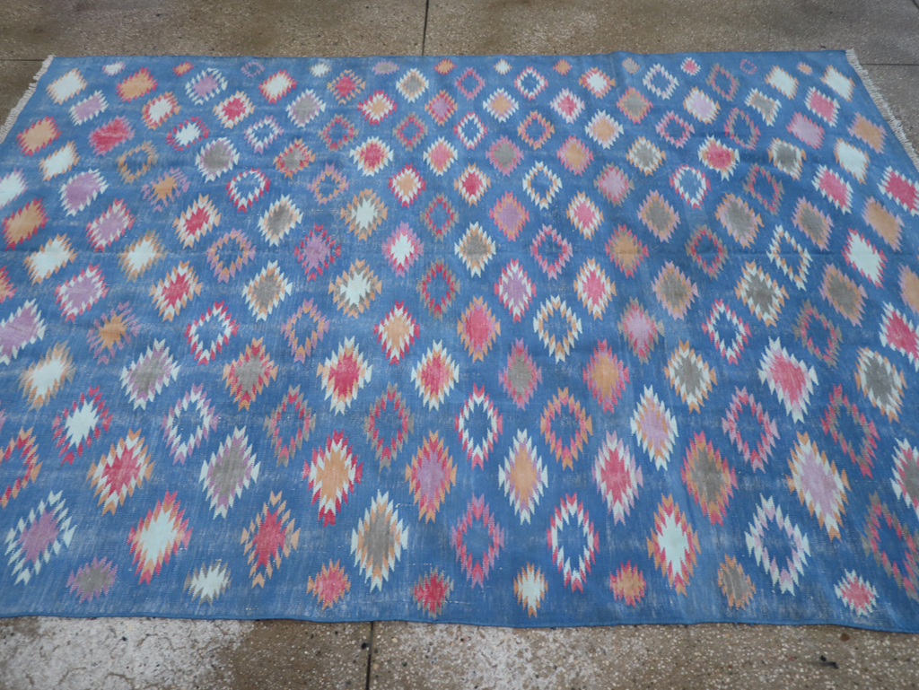 Vintage Indian Cotton Dhurrie Flatweave Rug, No.32194 - Gsblank