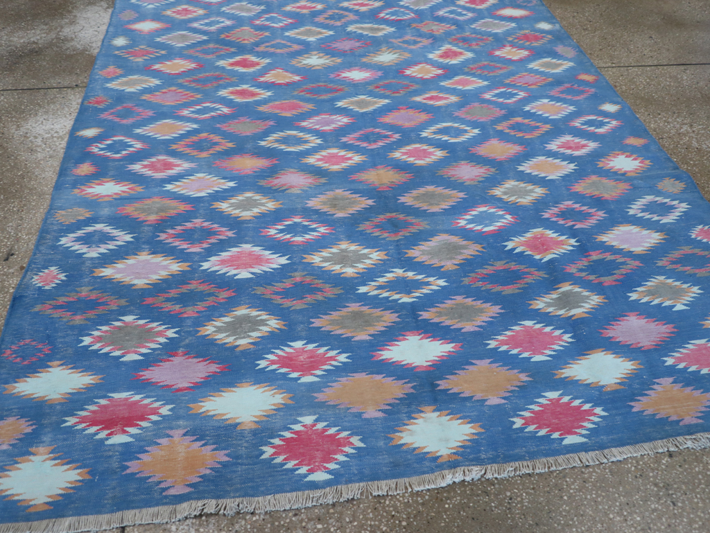 Vintage Indian Flatweave Cotton Dhurrie Accent Rug, No.32194 - Gsblank