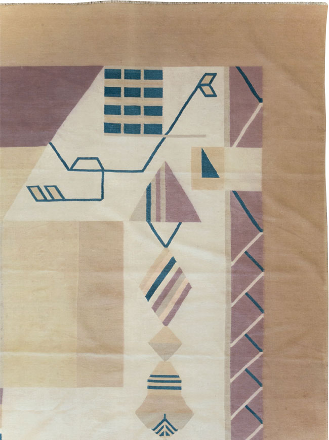 Vintage Indian Flatweave Dhurrie Oversize Carpet, No.32196 - Gsblank