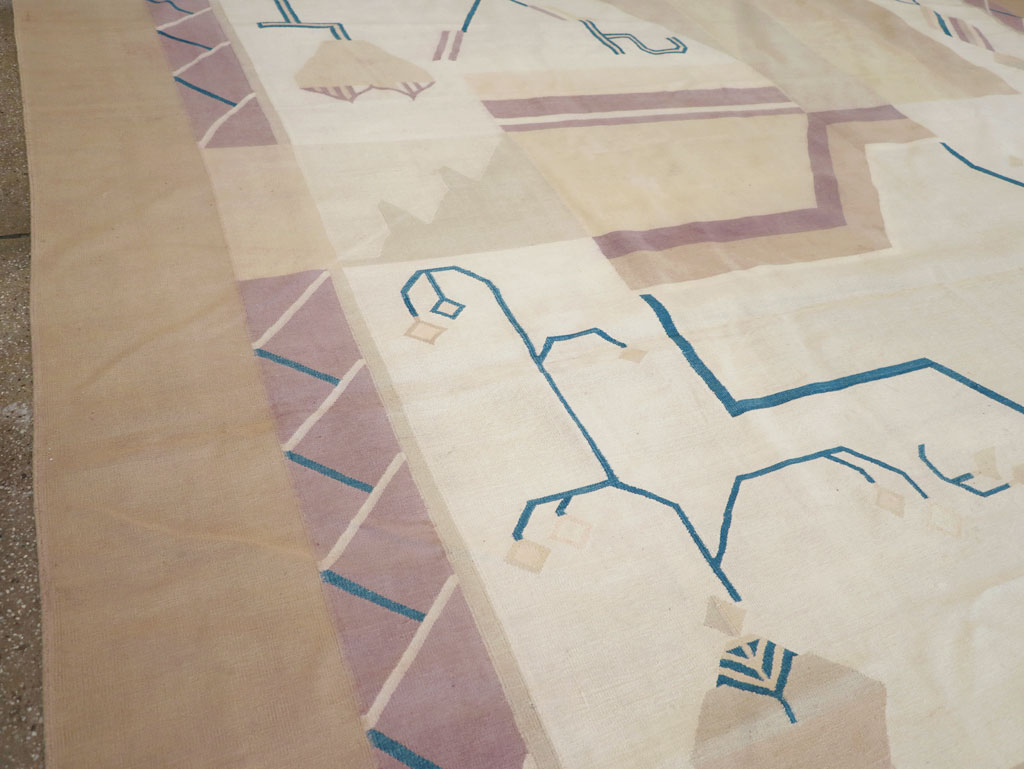 Vintage Indian Flatweave Dhurrie Oversize Carpet, No.32196 - Gsblank