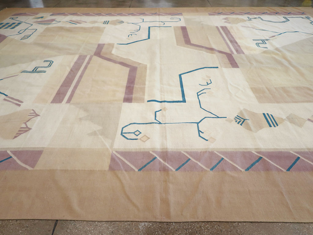 Vintage Indian Flatweave Dhurrie Oversize Carpet, No.32196 - Gsblank