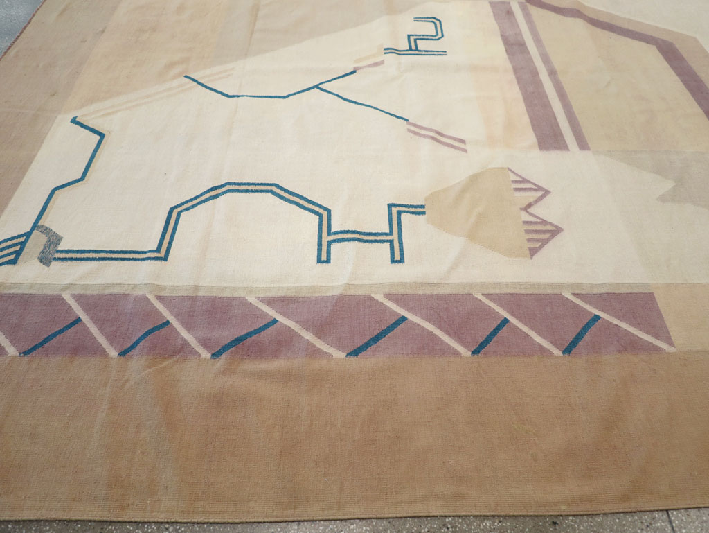 Vintage Indian Flatweave Dhurrie Oversize Carpet, No.32196 - Gsblank