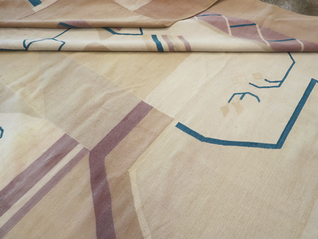 Vintage Indian Flatweave Dhurrie Oversize Carpet, No.32196 - Gsblank