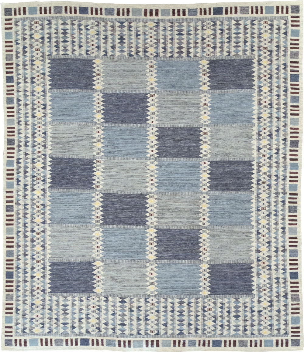 Swedish Inspired Modern Turkish Kilim Large Room Size Carpet, No.32199 - Gsblank