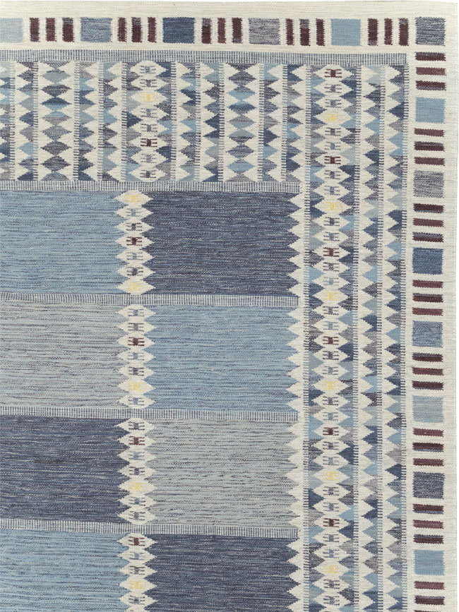 Swedish Inspired Modern Turkish Kilim Large Room Size Carpet, No.32199 - Gsblank