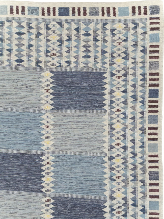 Swedish Inspired Modern Turkish Kilim Large Room Size Carpet, No.32199 - Gsblank