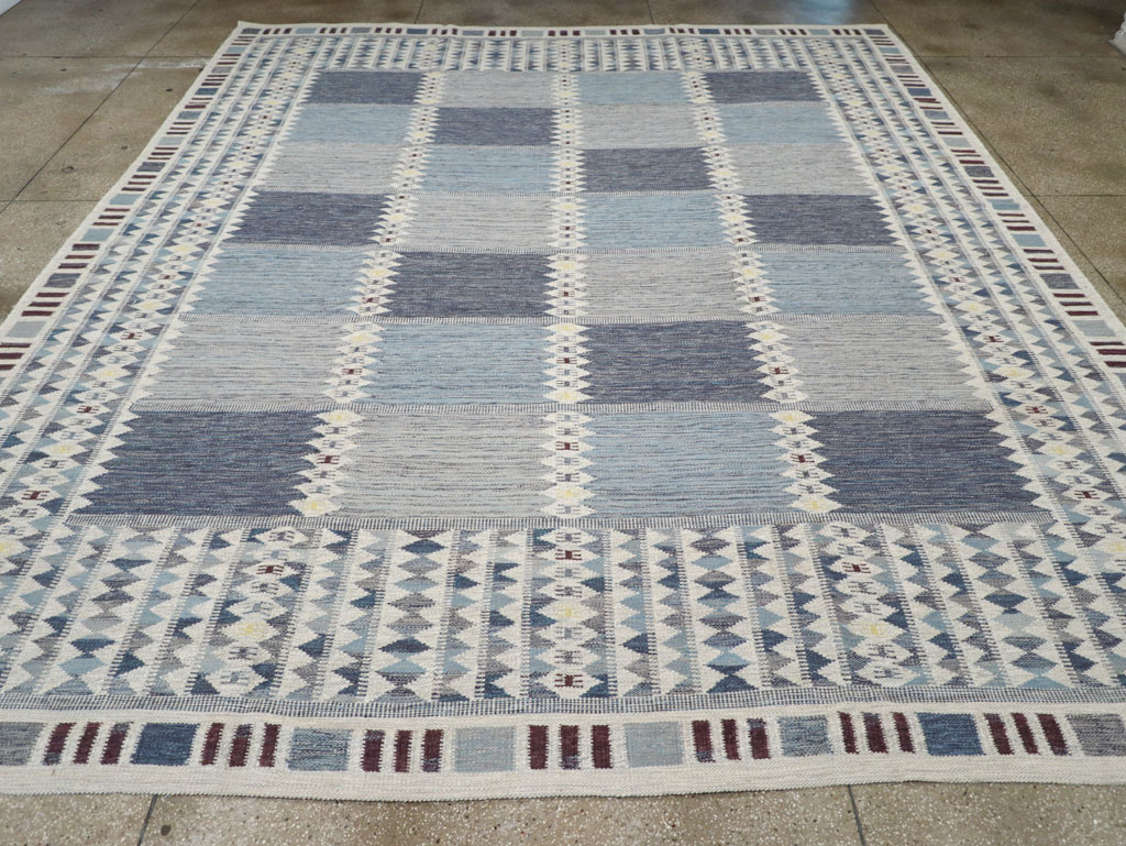 Swedish Inspired Modern Turkish Kilim Large Room Size Carpet, No.32199 - Gsblank