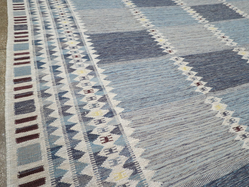Swedish Inspired Modern Turkish Kilim Large Room Size Carpet, No.32199 - Gsblank