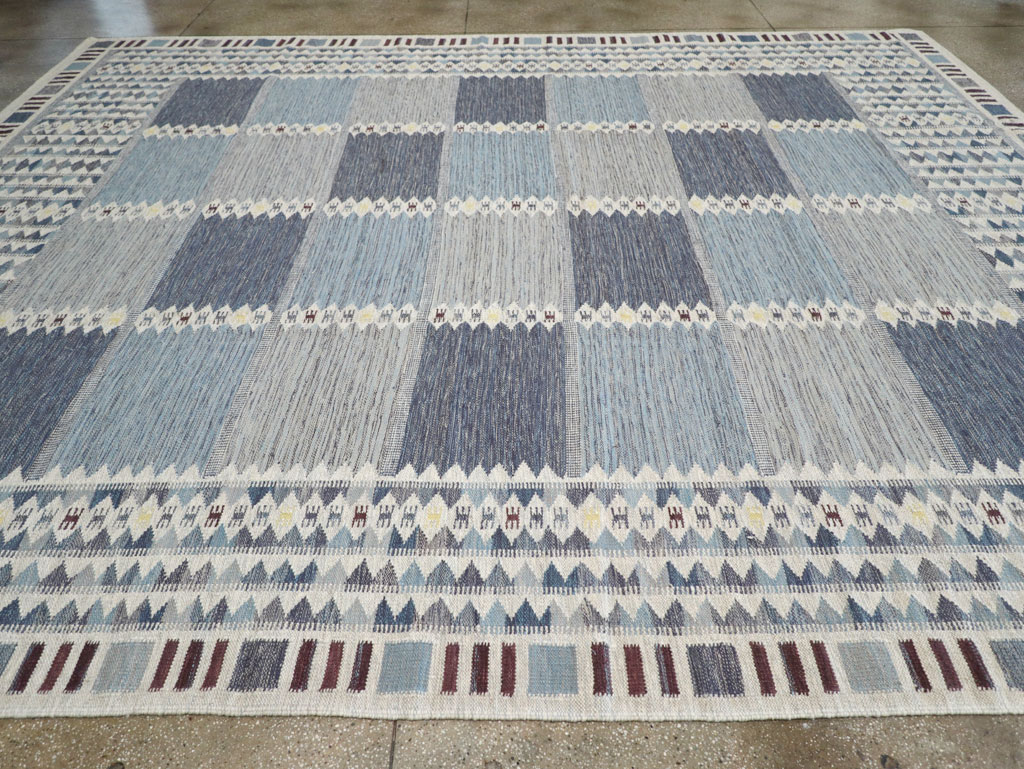 Swedish Inspired Modern Turkish Kilim Large Room Size Carpet, No.32199 - Gsblank