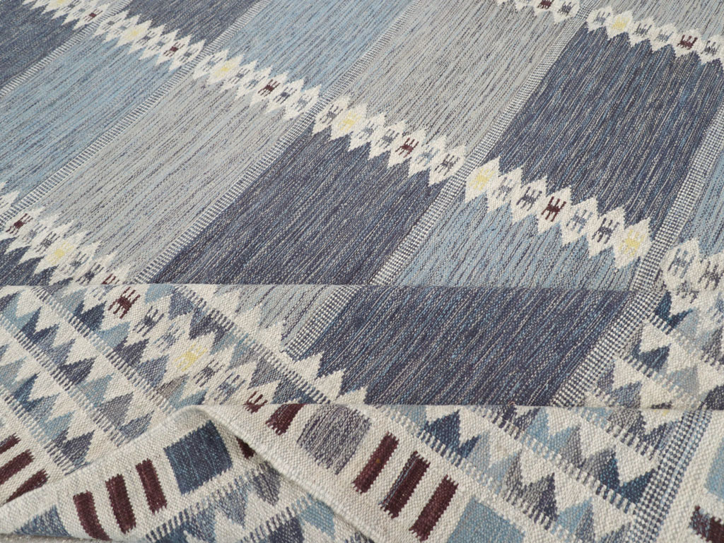 Swedish Inspired Modern Turkish Kilim Large Room Size Carpet, No.32199 - Gsblank