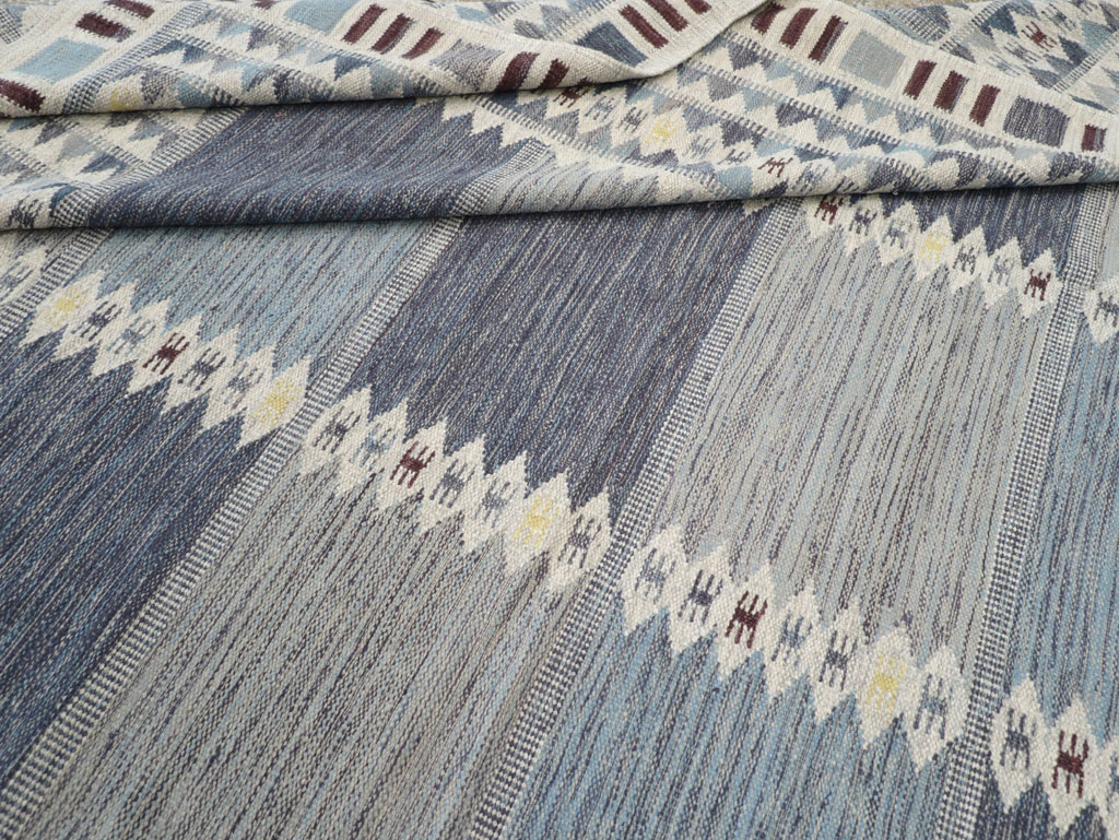 Swedish Inspired Modern Turkish Kilim Large Room Size Carpet, No.32199 - Gsblank