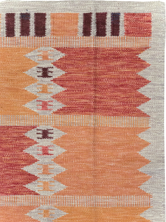 Swedish Inspired Contemporary Turkish Flatweave Accent Rug, No.32201 - Gsblank