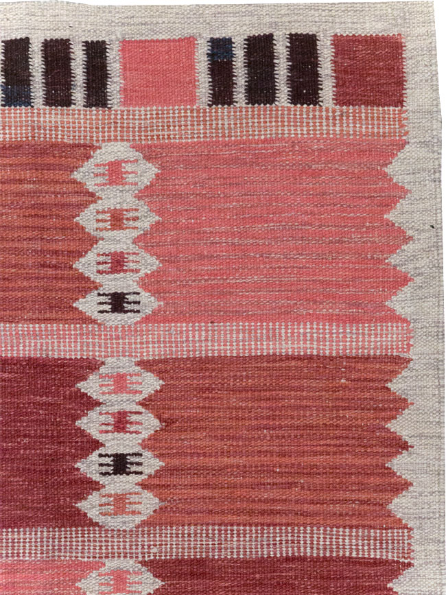 Swedish Inspired Modern Turkish Flatweave Rug, No.32202 - Gsblank