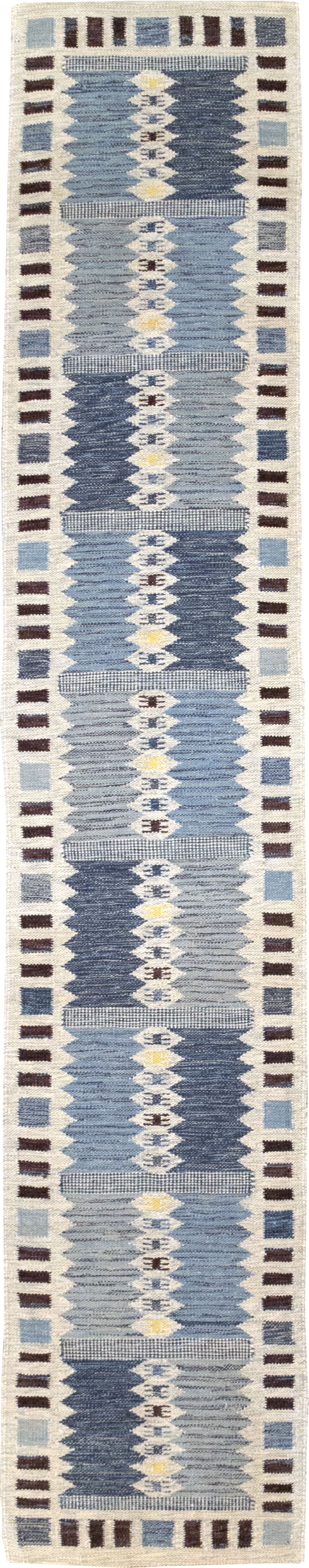Swedish Inspired Contemporary Turkish Flatweave Runner, No.32203 - Gsblank