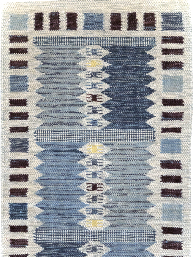 Swedish Inspired Contemporary Turkish Flatweave Runner, No.32203 - Gsblank