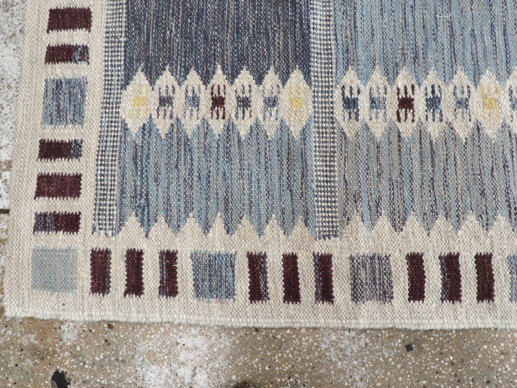 Swedish Inspired Contemporary Turkish Flatweave Runner, No.32203 - Gsblank