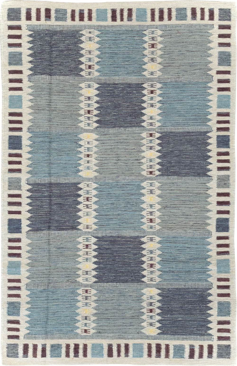 Swedish Inspired Modern Turkish Flatweave Accent Rug, No.32204 - Gsblank