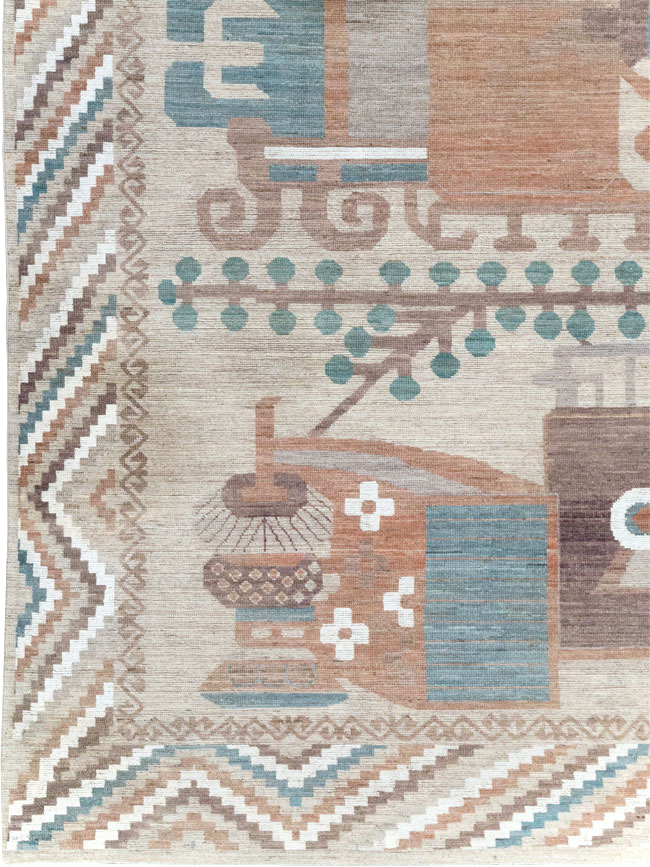 Modern East Turkestan Vase Khotan Room Size Carpet, No.32207 - Gsblank