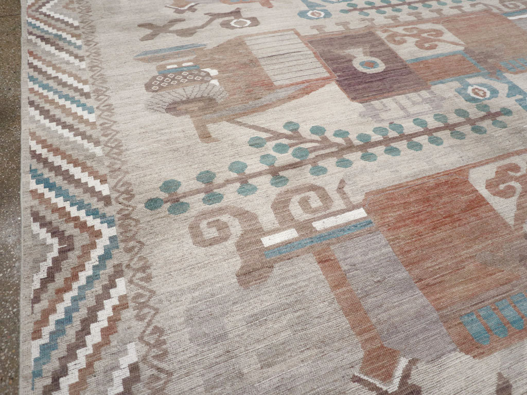 Modern East Turkestan Vase Khotan Room Size Carpet, No.32207 - Gsblank