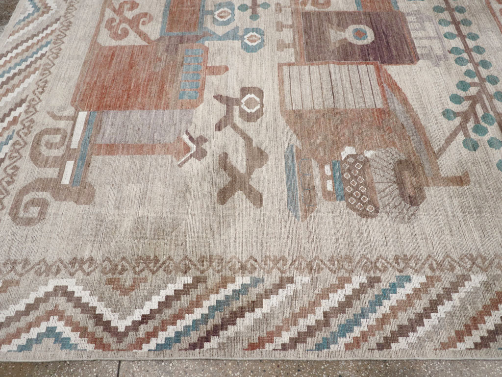 Modern East Turkestan Vase Khotan Room Size Carpet, No.32207 - Gsblank