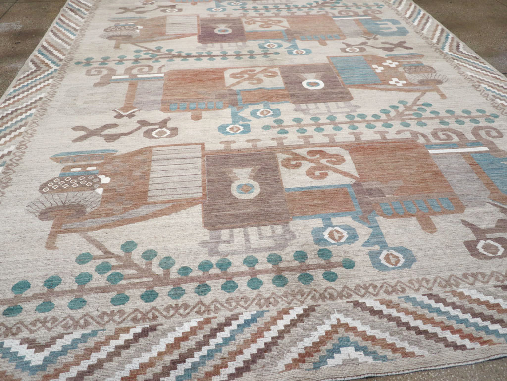 Modern East Turkestan Vase Khotan Room Size Carpet, No.32207 - Gsblank