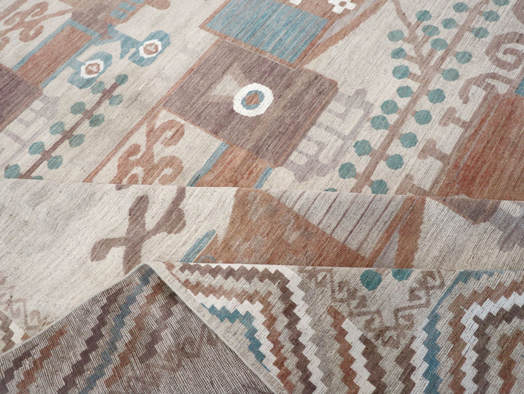 Modern East Turkestan Vase Khotan Room Size Carpet, No.32207 - Gsblank