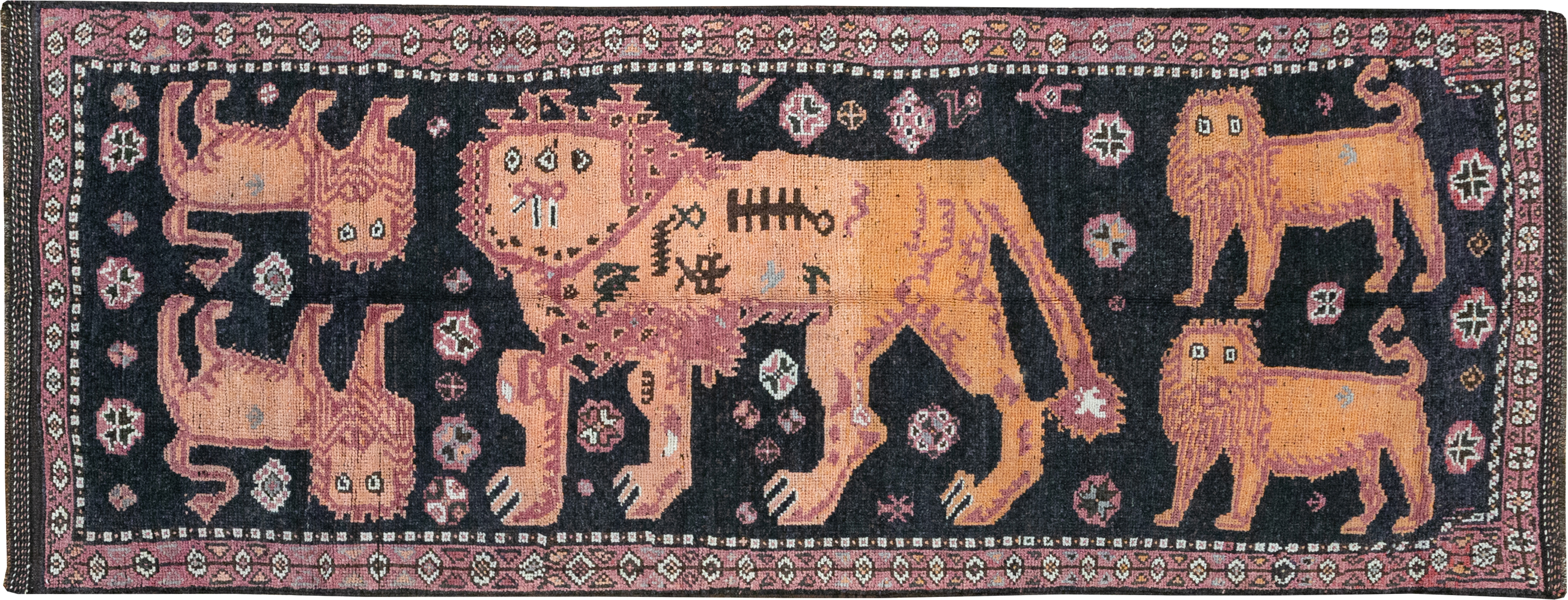 Vintage Turkish Anatolian Pictorial Runner, No.32213 - Gsblank