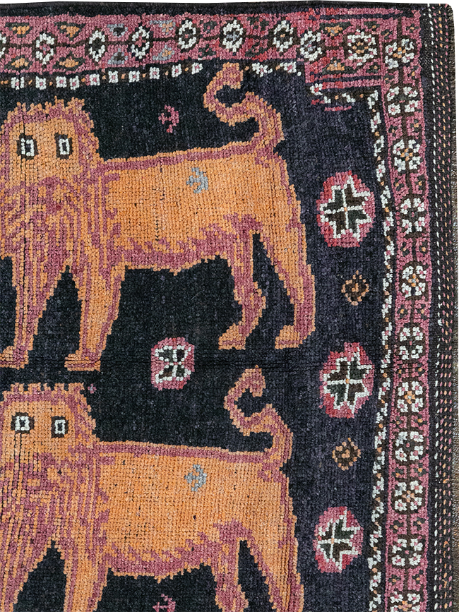 Vintage Turkish Anatolian Pictorial Runner, No.32213 - Gsblank