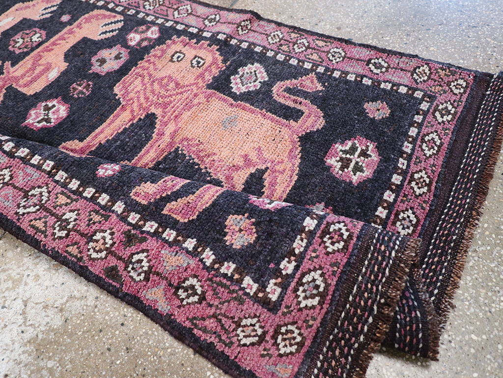 Vintage Turkish Anatolian Pictorial Runner, No.32213 - Gsblank