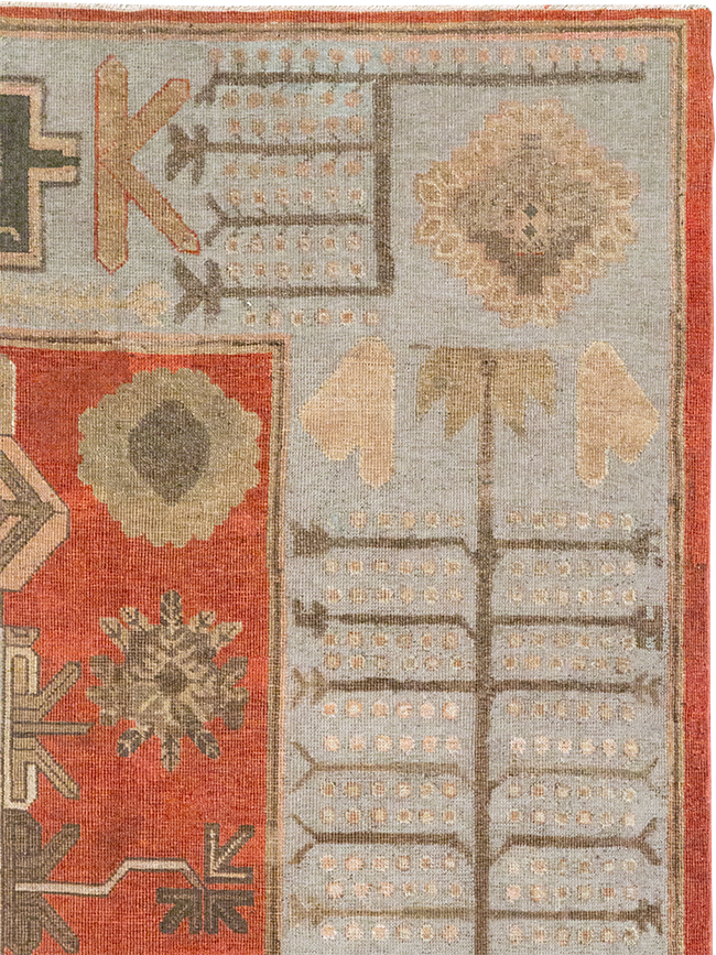 Antique East Turkestan Khotan Accent Carpet, No.32215 - Gsblank