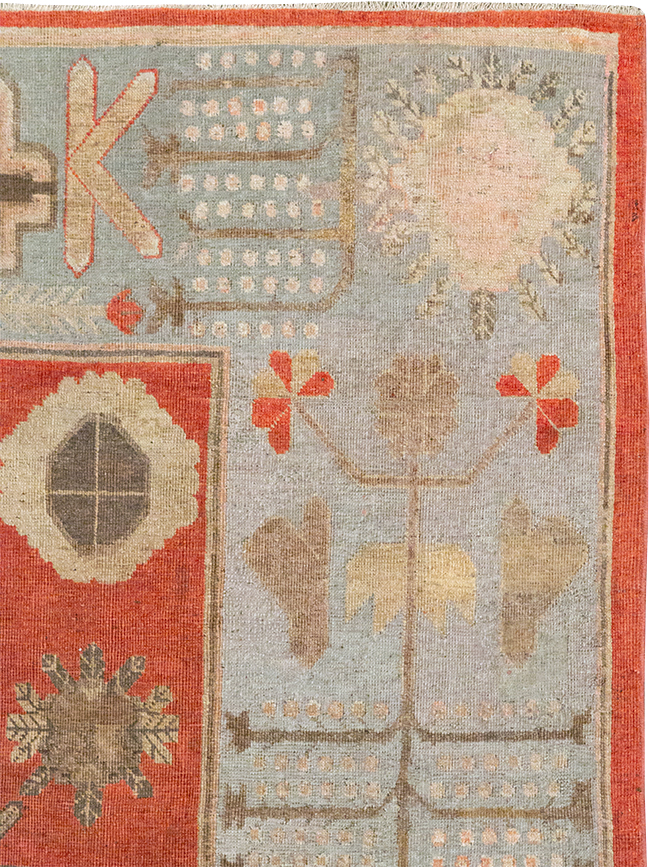 Antique East Turkestan Khotan Accent Carpet, No.32215 - Gsblank