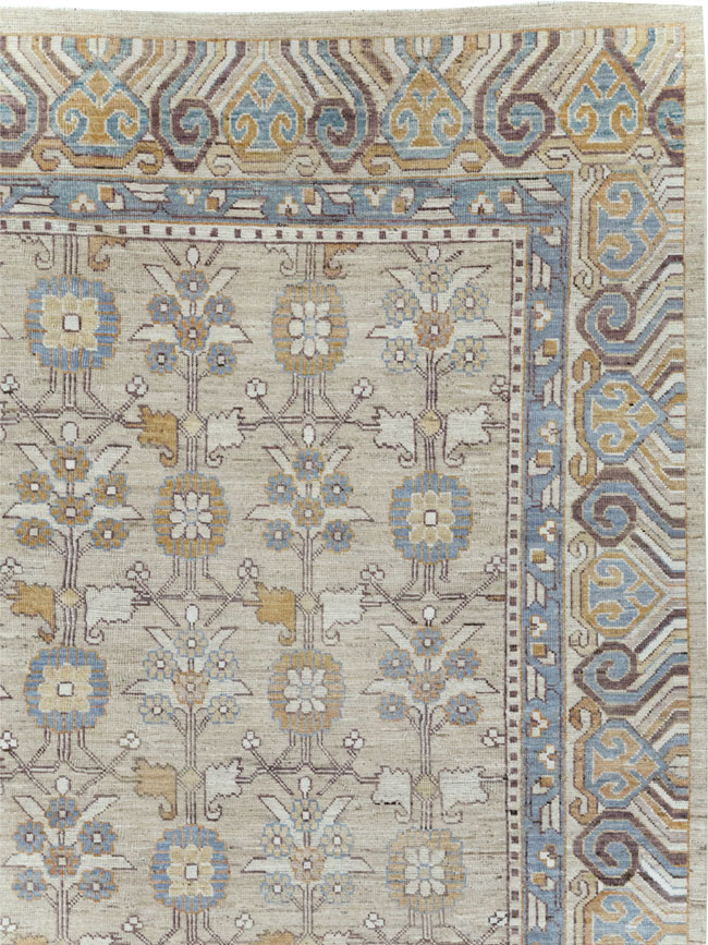 Modern East Turkestan Khotan Room Size Carpet, No.32218 - Gsblank