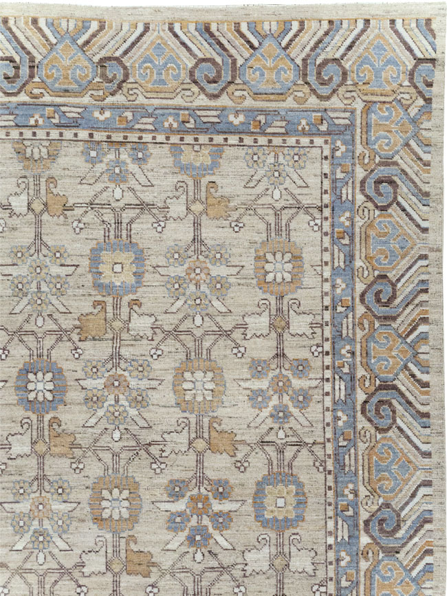 Modern East Turkestan Khotan Room Size Carpet, No.32218 - Gsblank
