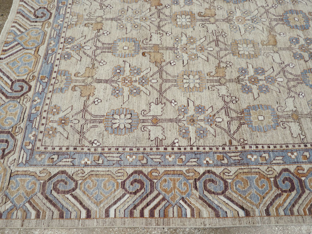 Modern East Turkestan Khotan Room Size Carpet, No.32218 - Gsblank